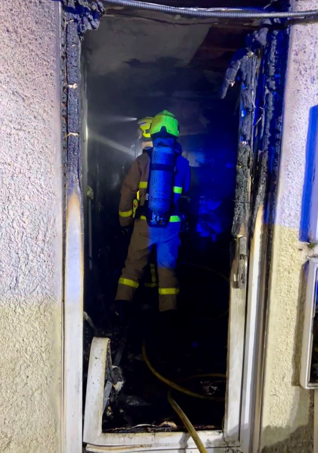 Firefighters at the scene of the blaze in Port Erin