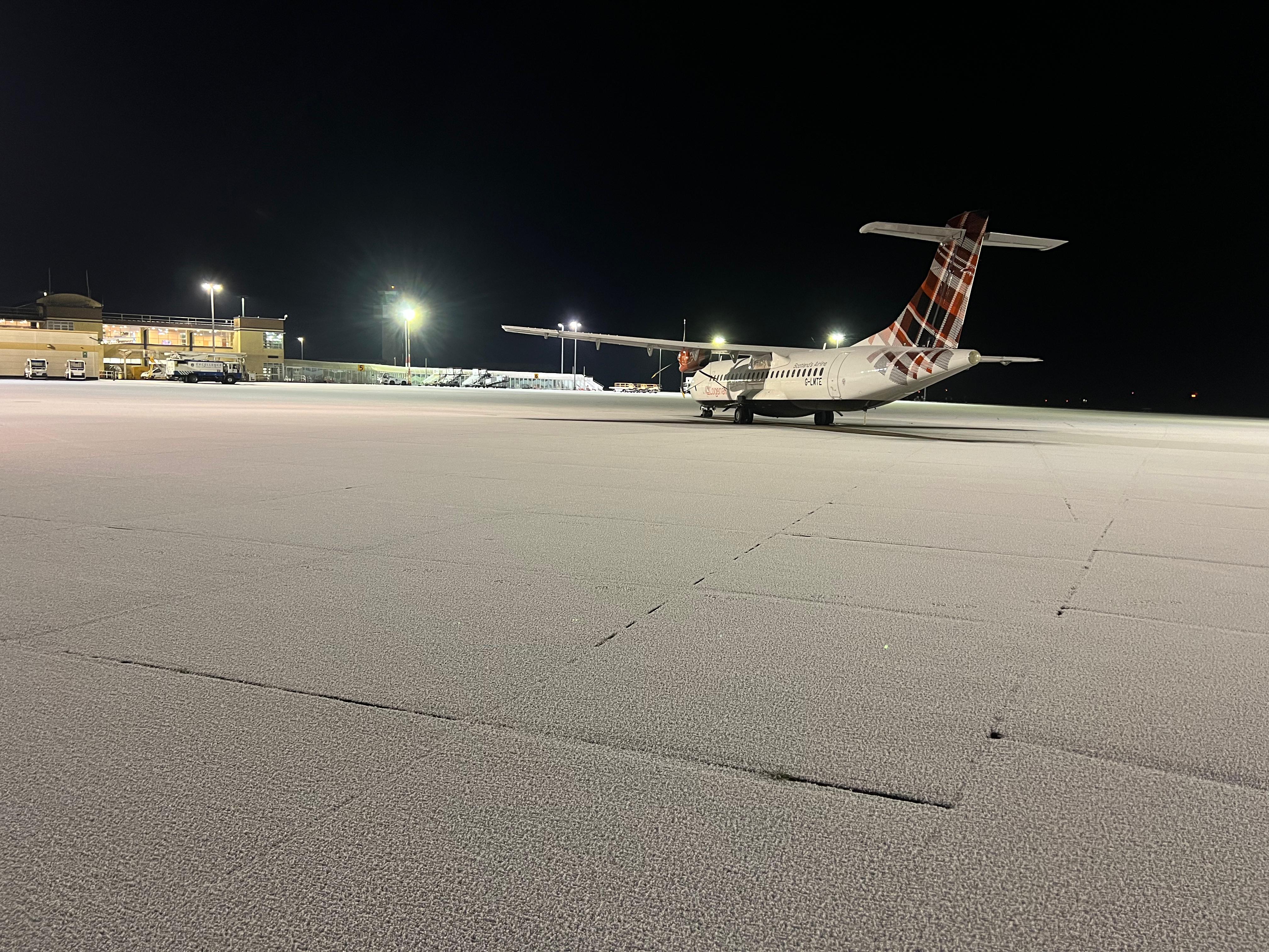 Ice on the runway at Ronaldsway airport